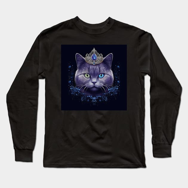 British Shorthair Queen Long Sleeve T-Shirt by Enchanted Reverie